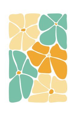 Soyut Daisy Çiçek Çerçeve Vektörü İllüstrasyonu