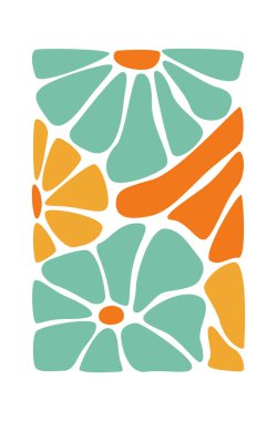 Soyut Daisy Çiçek Çerçeve Vektörü İllüstrasyonu