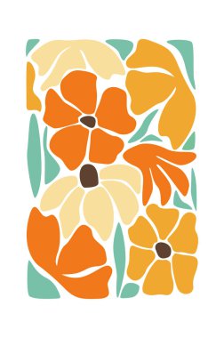 Soyut Daisy Çiçek Çerçeve Vektörü İllüstrasyonu