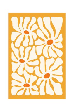 Soyut Daisy Çiçek Çerçeve Vektörü İllüstrasyonu