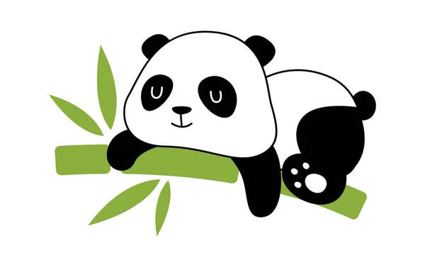 Panda Sleeping Bamboo Vector Illustration — Stock Vector