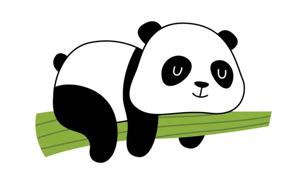 Panda Tidur Pada Vektor Bambu Ilustrasi - Stok Vektor