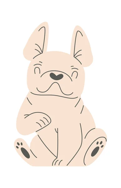 Sentado Francês Bulldog Vector Ilustração —  Vetores de Stock