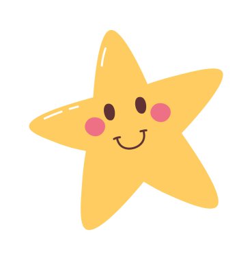 Gülümseyen Yıldız Karakter Vektörü İllüstrasyonu