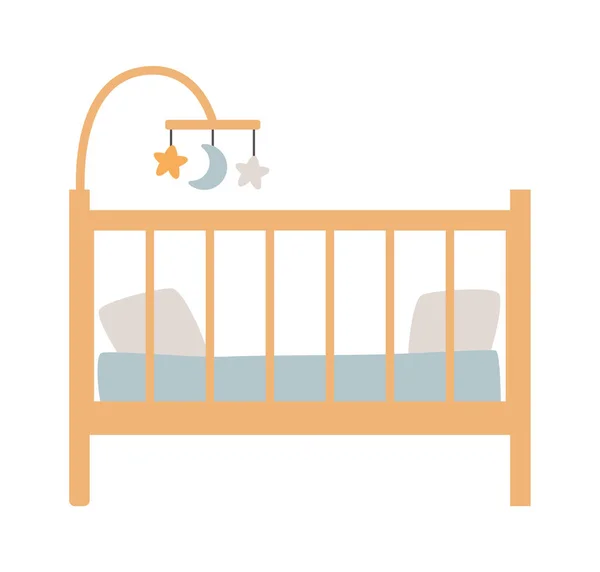 Детская Кроватка Мобильной Векторной Иллюстрацией — стоковый вектор