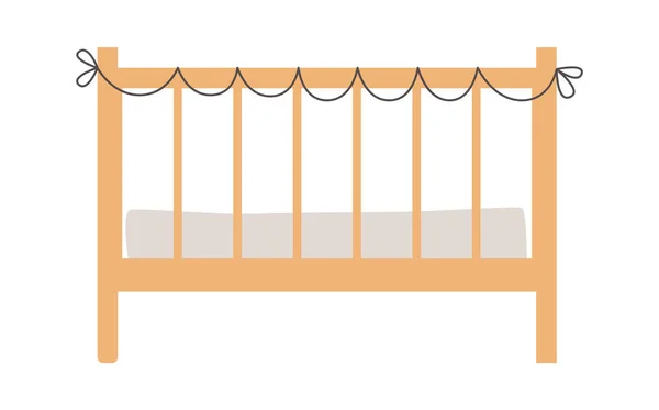 Baby Wooden Crib Vector Illustration — Stock Vector