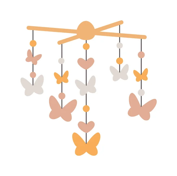 Babykrippe Mobile Mit Schmetterlingen Vektor Illustration — Stockvektor