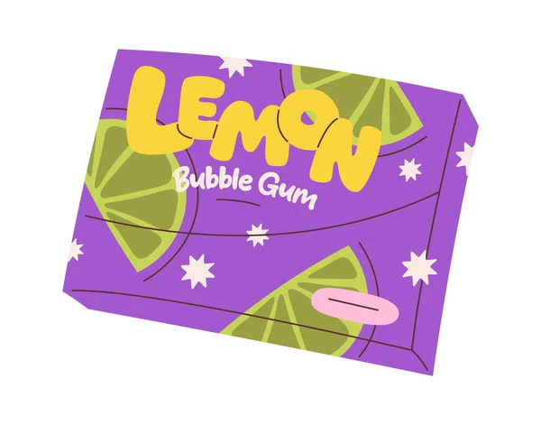 Lemon Bubble Gum Vector Illustration — Stock Vector