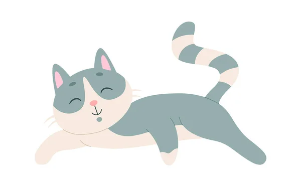 Lying Sleeping Cat Vector Ilustración — Vector de stock