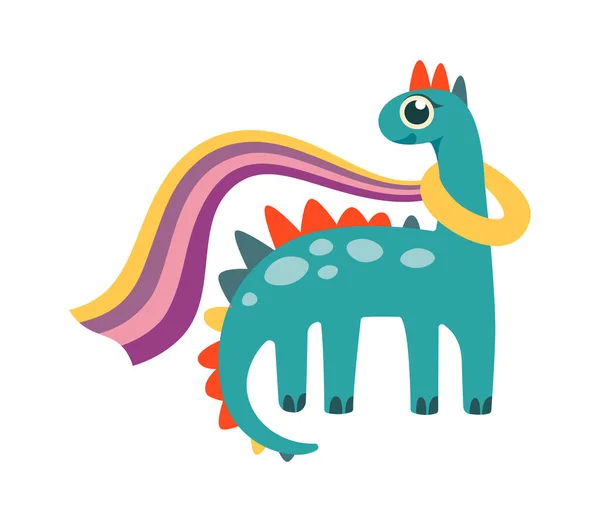 Cartoon Dinosaur Wearing Scarf Vector Illustration — Stock Vector