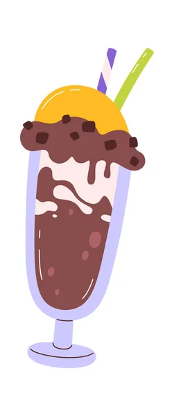 Milkshake Cioccolato Vetro Vettoriale Illustrazione — Vettoriale Stock
