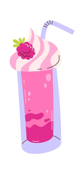 Milkshake Raspberry Vector Illustration — Stock Vector