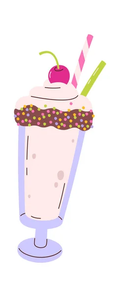 Milkshake Met Cherry Vector Illustratie — Stockvector