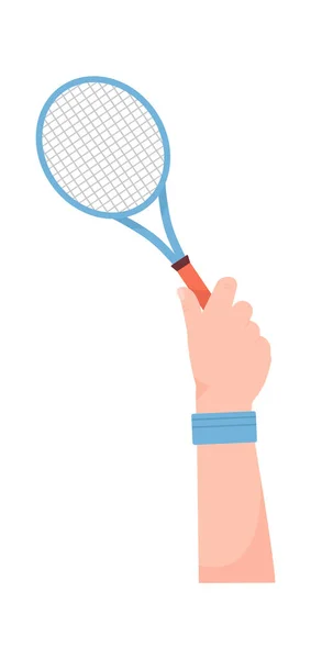 Рука Тримає Тенісну Ракетку Векторні Ілюстрації — стоковий вектор