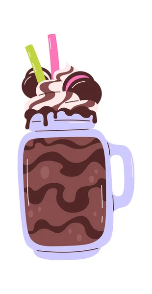 Milkshake Chocolat Pot Illustration Vectorielle — Image vectorielle