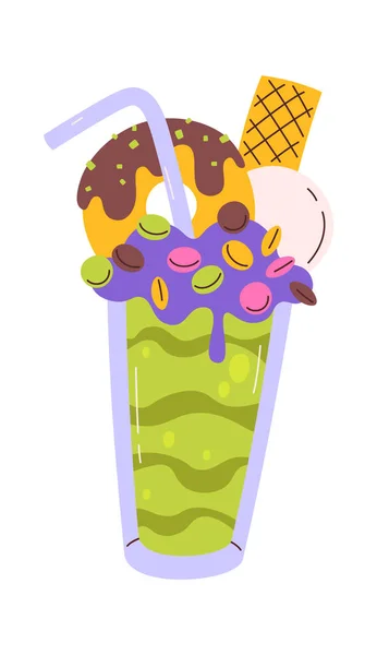 Milkshake Met Donut Vector Illustratie — Stockvector