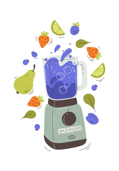 Blender Fruit Berry Smoothie Illustration Vectorielle — Image vectorielle