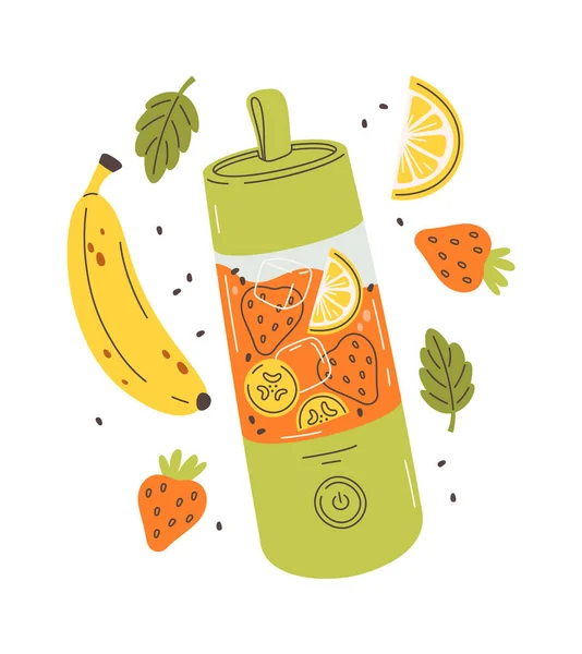 Blender Fruit Bessen Smoothie Vector Illustratie — Stockvector