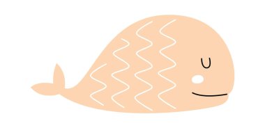 Çocuksu Çizgi Film Balina Vektörü İllüstrasyonu