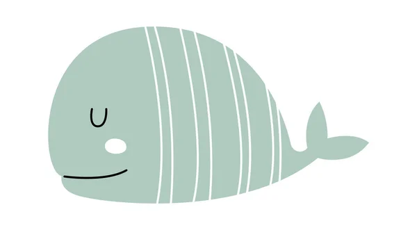 Childish Cartoon Whale Vector Illustration — Stock Vector