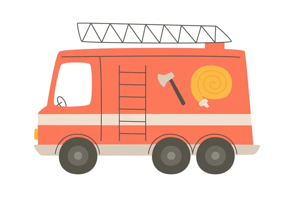Illustrazione Vettoriale Del Veicolo Del Camion Antincendio — Vettoriale Stock