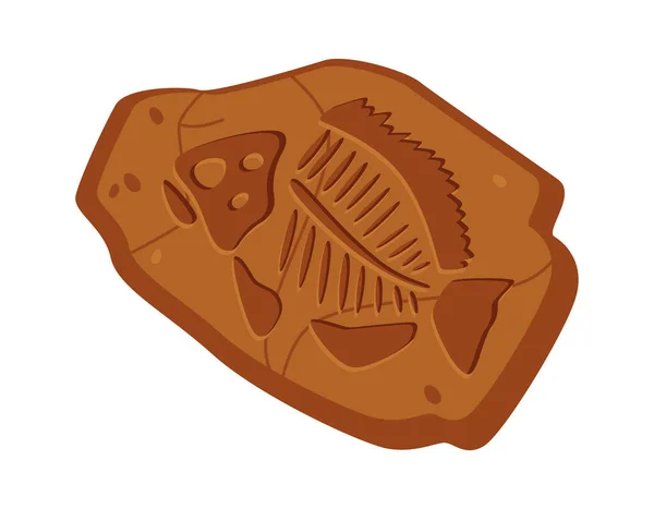 Fisch Silhouette Auf Fossil Vektor Illustration — Stockvektor