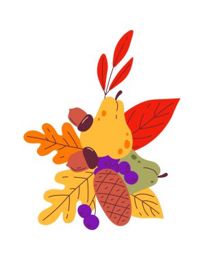 Çiçek ve Meyveler Hayat Boyutu İllüstrasyonu