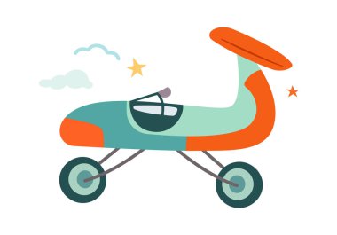 Çizgi film Uçak Uçan Vektör İllüstrasyonu