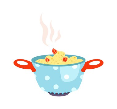 Tencere Vektöründe Püre Pişirme İllüstrasyonu