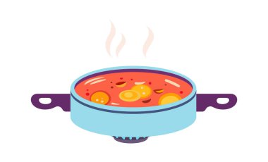 Pan Vektör Resimlerinde Sos Pişirme Süreci