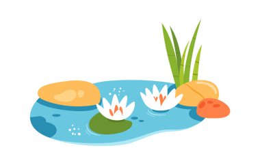 Zambak Vektör İllüstrasyonlu Göl
