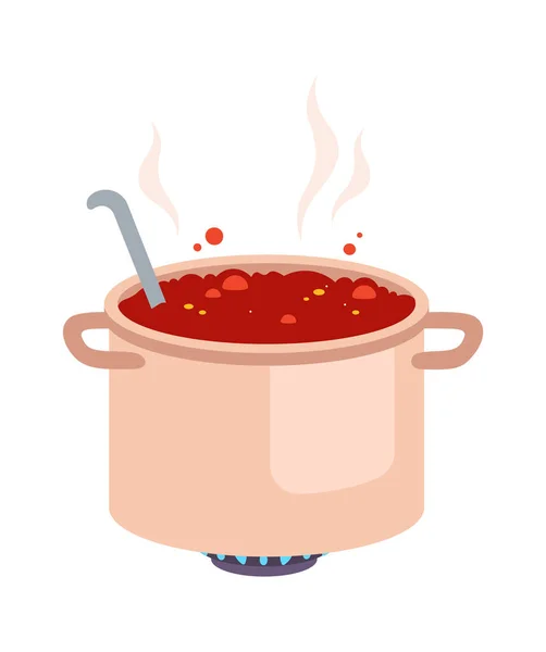 Cozinhar Sopa Pot Vector Ilustração — Vetor de Stock