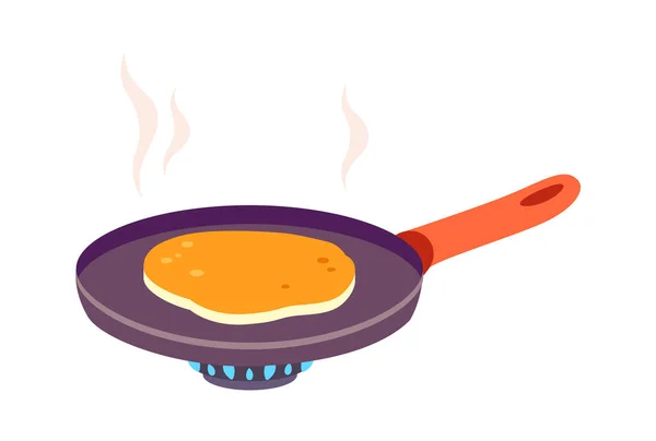 Pancake Frying Pan Vector Illustration — Stock Vector
