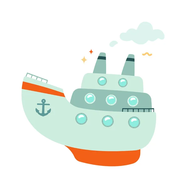 Cartoon Steamship Transport Vector Illustration — Stockový vektor