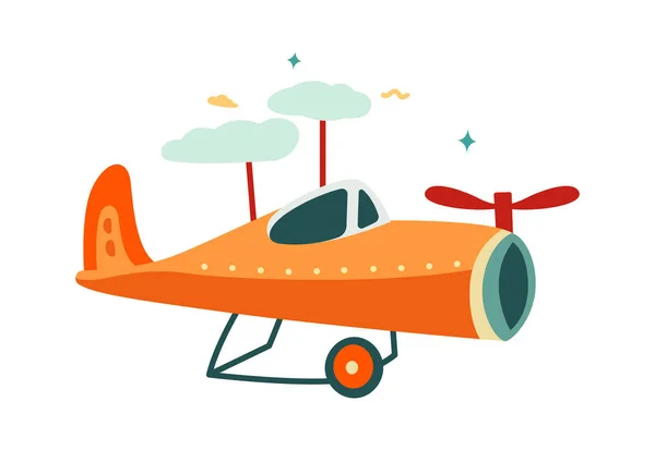 Desenhos Animados Avião Voador Vector Ilustração — Vetor de Stock