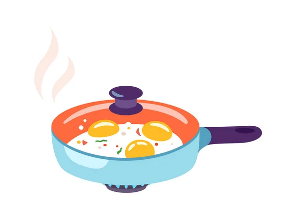 Αυγά Τηγανητά Pan Vector Εικονογράφηση — Διανυσματικό Αρχείο