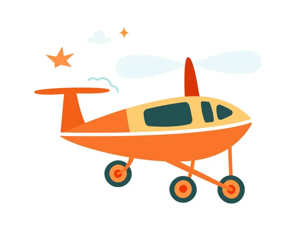 Desenhos Animados Avião Voador Vector Ilustração — Vetor de Stock