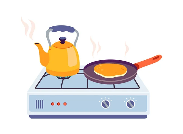 Cocinar Cocina Gas Vector Ilustración — Archivo Imágenes Vectoriales