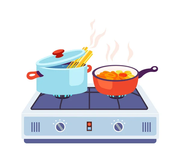 Cozinhar Ilustração Vetor Fogão Gás — Vetor de Stock