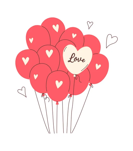 爱情气球Bouquet矢量图解 — 图库矢量图片
