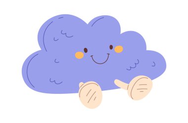 Oturan Bulut Karakter Vektörü İllüstrasyonu