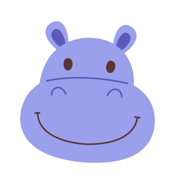 Hippo Djur Ansikte Vektor Illustration — Stock vektor
