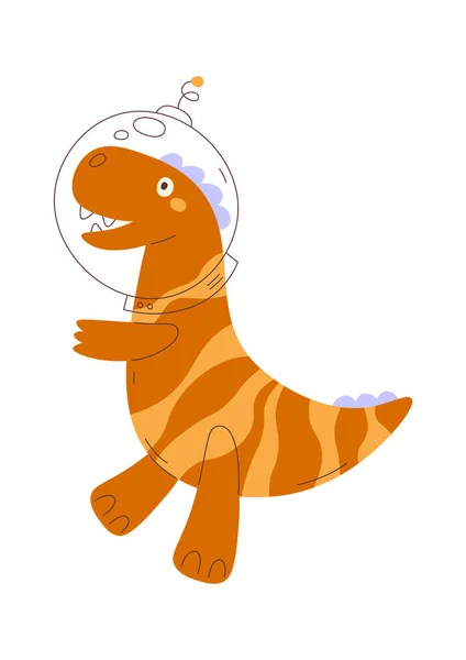 Illustration Vectorielle Des Astronautes Dinosaures Dans Espace — Image vectorielle
