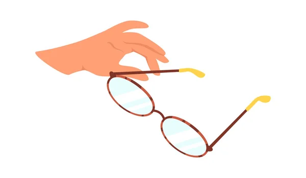 Mão Segurando Óculos Vetor Ilustração —  Vetores de Stock