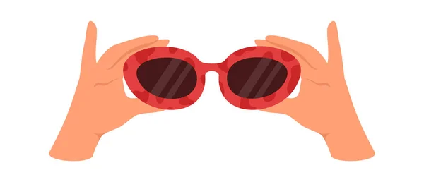 Mão Segurando Óculos Sol Vector Ilustração —  Vetores de Stock
