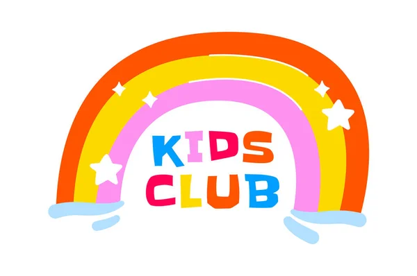 Kids Club Rainbow Badge Vector Illustratie — Stockvector