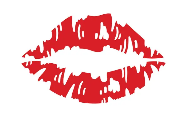 Illustration Vectorielle Impression Baiser Rouge Lèvres — Image vectorielle