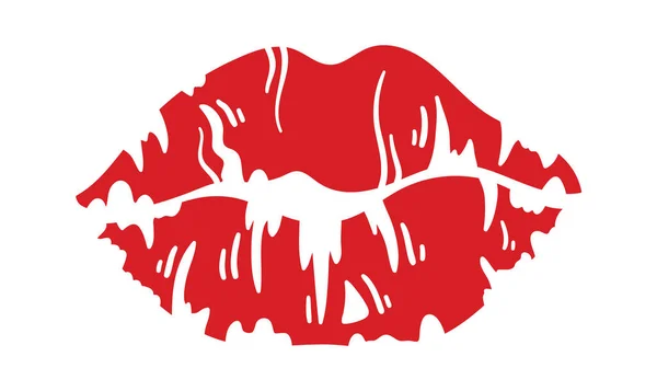 Lippenstift Kiss Print Vector Illustration — Stockvektor