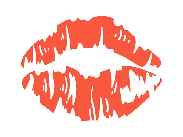 Lippenstift Kiss Print Vector Illustration — Stockvektor