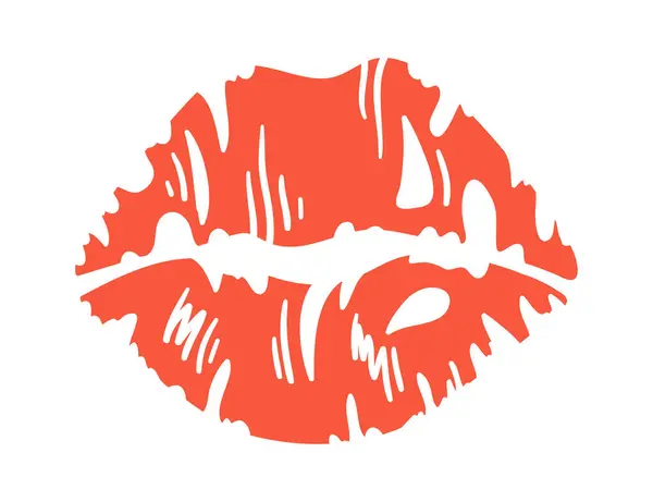 Lippenstift Kiss Print Vector Illustration — Stockvektor